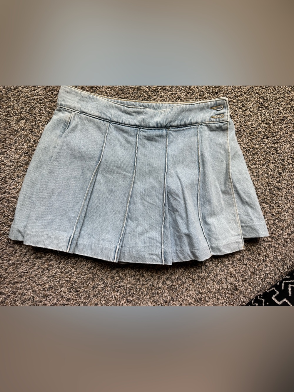 Light Blue Pleated Mini Skirt - Women